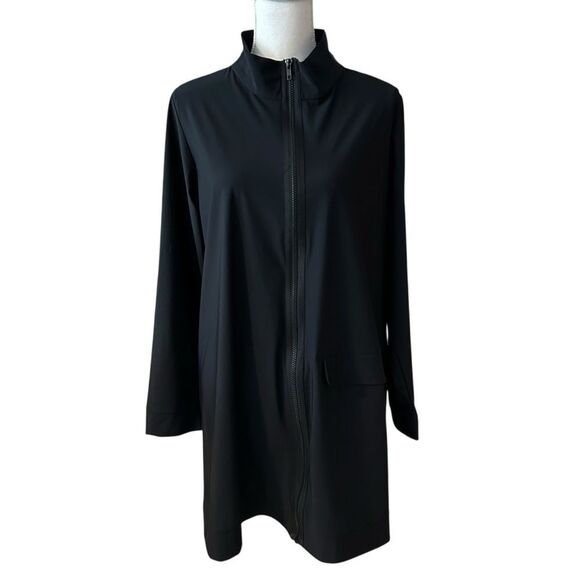 Jason Black Tunic Jacket Front Zip Size Large Comfy USA - Picture 1 of 6